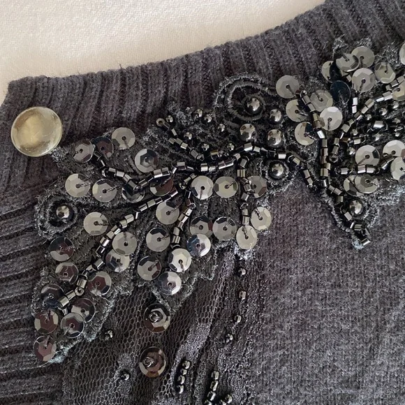 Loy and Ford Cashmere Silk button front sleeveless sweater vest beaded sequin 10 - Picture 8 of 12